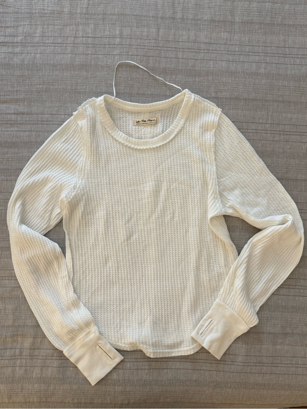 We The Free Cream Waffle Knit Crewneck Sweater